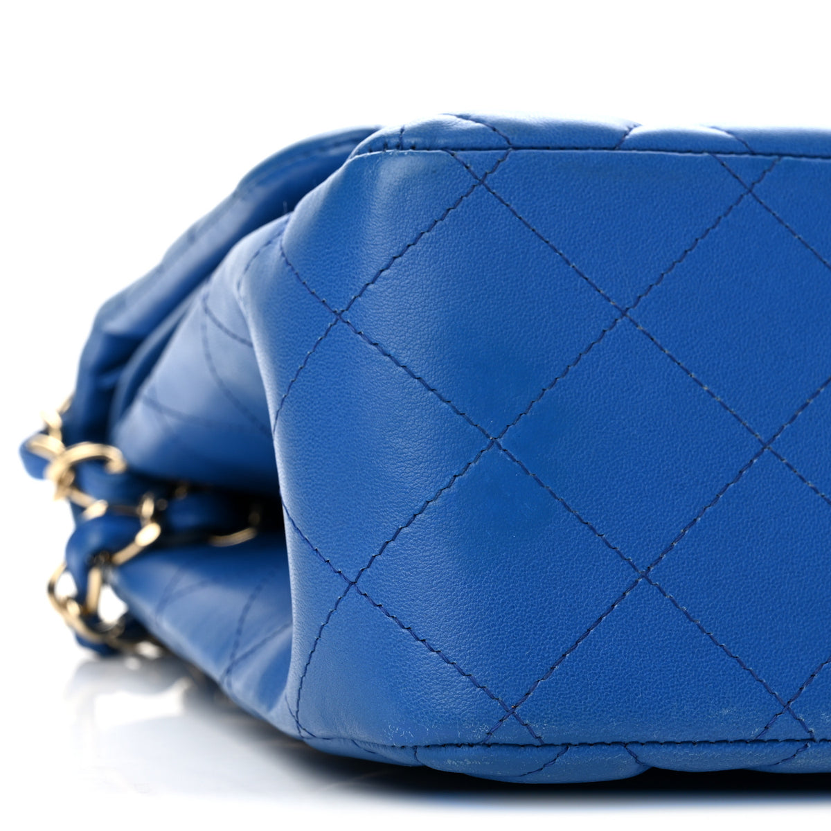 Lambskin Quilted Jumbo Double Flap Blue