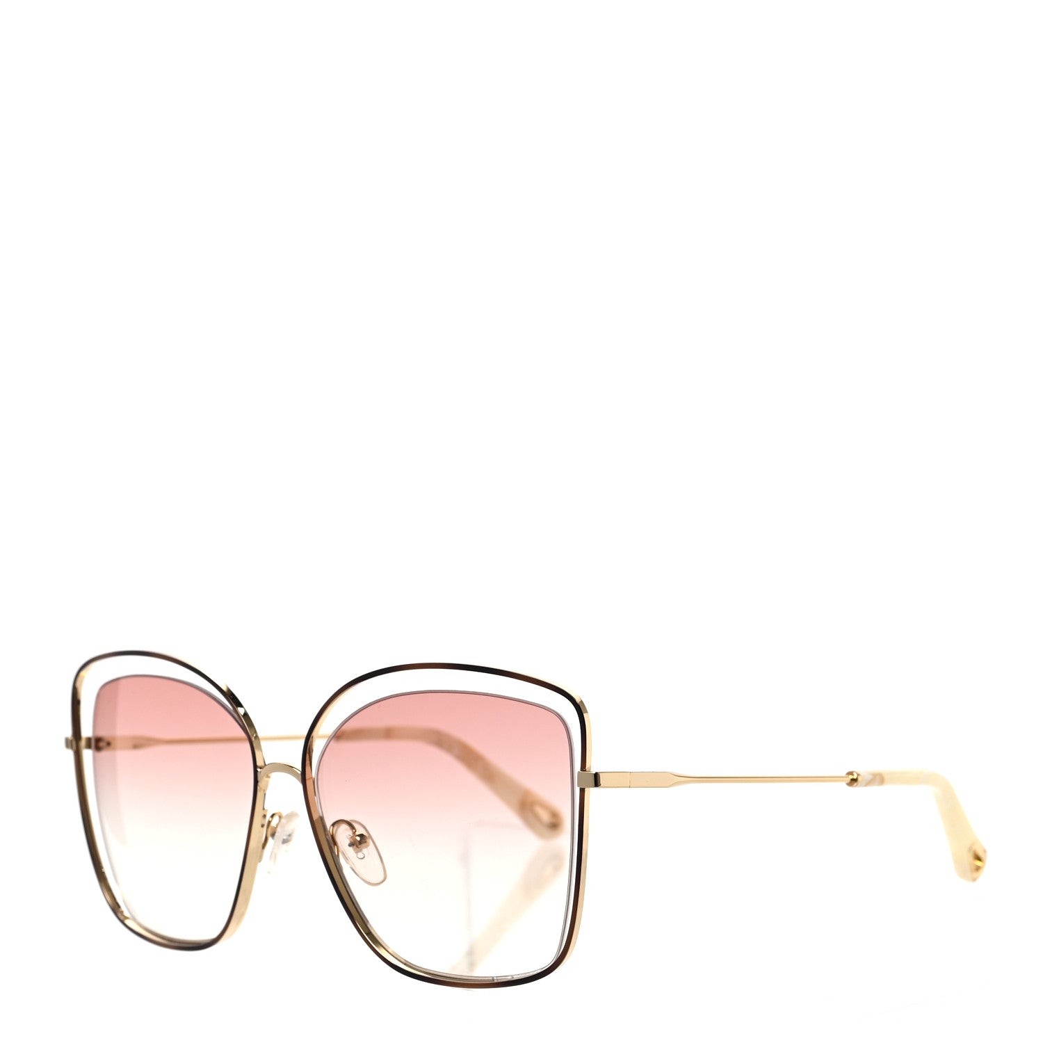 Chloe Poppy Cutout Square Sunglasses CE133S Gold Pink 1 of 6