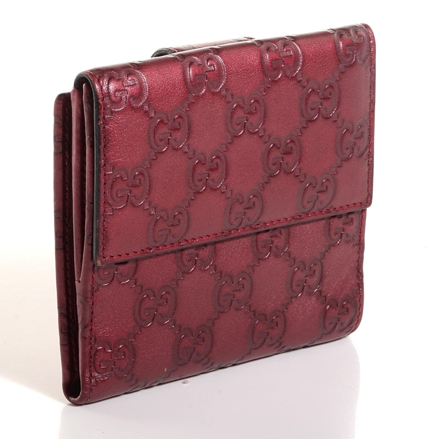 Gucci Guccisima Heart Flap French Wallet Dark Red 3 of 7