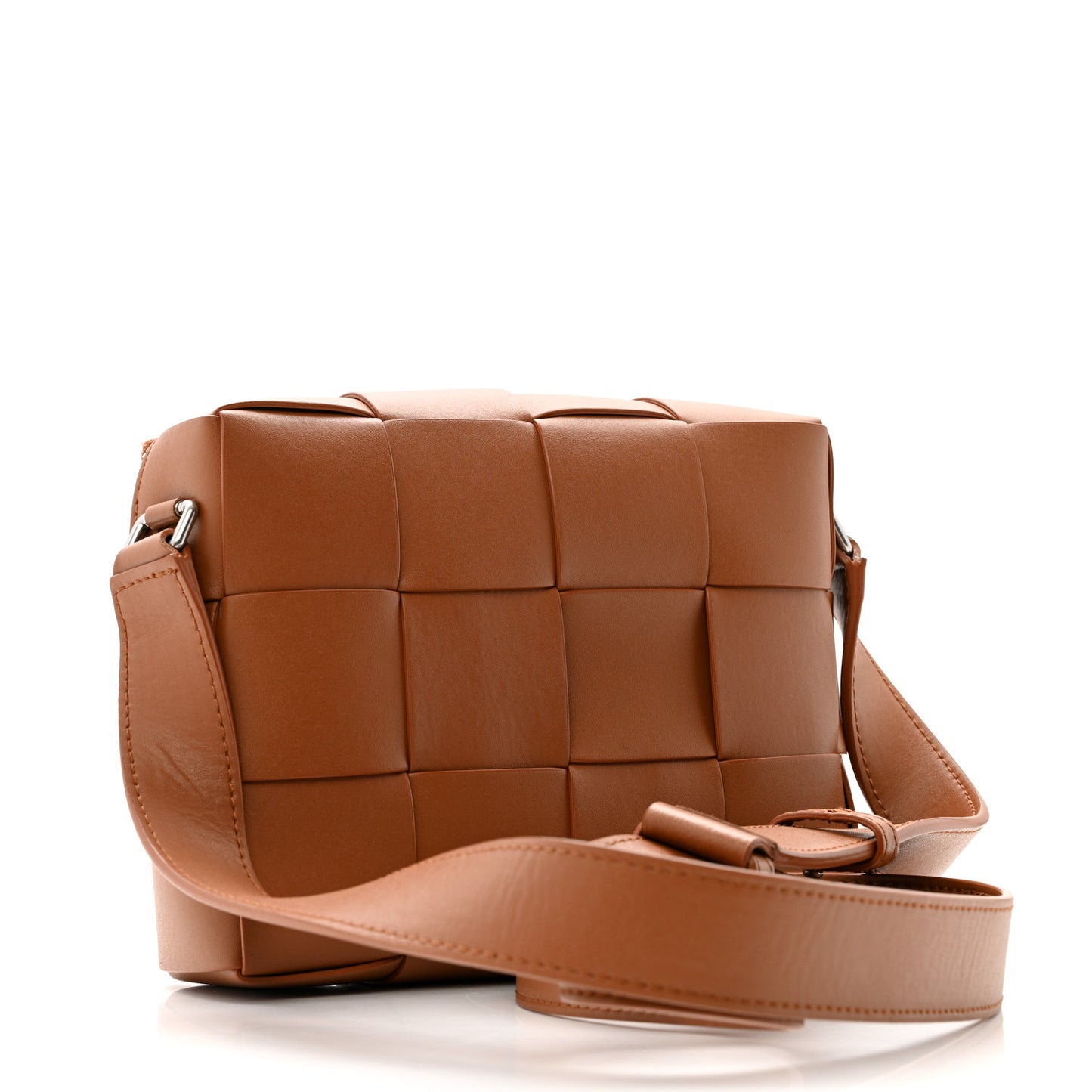 Lambskin Maxi Intrecciato Cassette Camera Bag Caramel