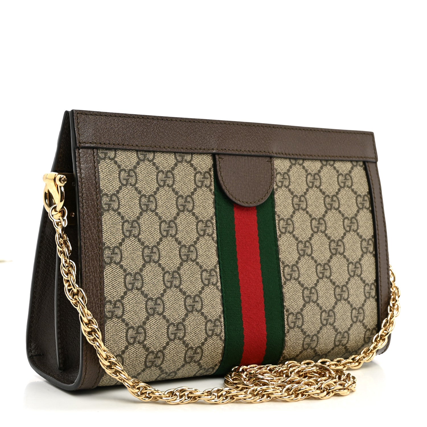 Gucci GG Supreme Monogram Web Small Ophidia Chain Shoulder Bag Brown 3 of 11