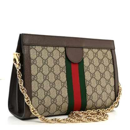 Gucci GG Supreme Monogram Web Small Ophidia Chain Shoulder Bag Brown 3 of 11