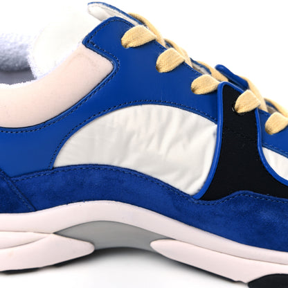Chanel Nylon Lambskin Suede CC Womens Sneakers 41 Blue White Black 8 of 13