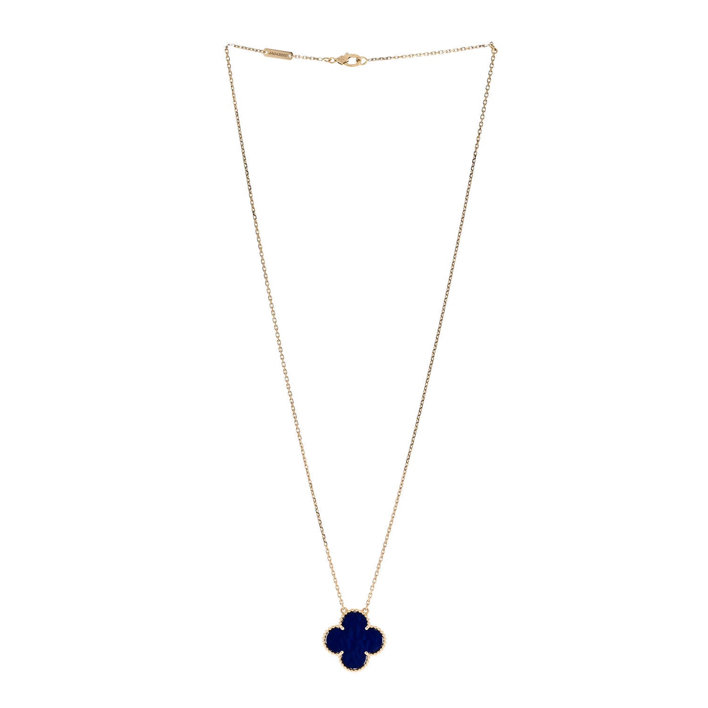 18K Yellow Gold Blue Sevres Porcelain Magic Alhambra Vendome Necklace