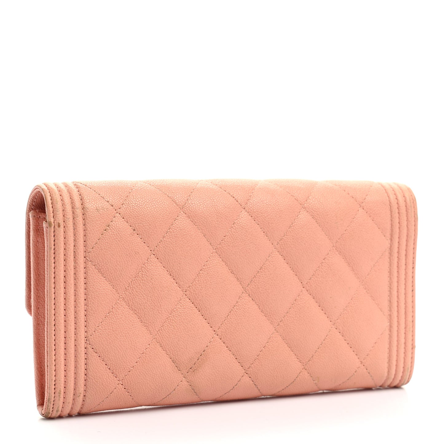 Caviar Quilted Large Boy Gusset Flap Wallet Rose Claire