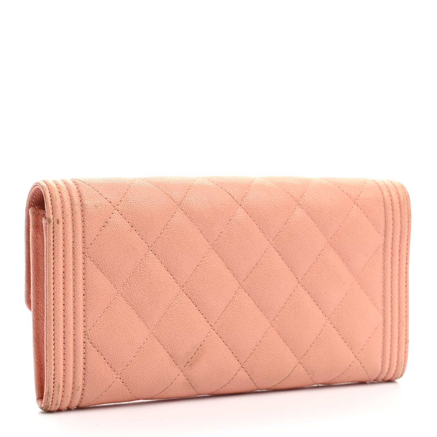 Chanel Caviar Quilted Large Boy Gusset Flap Wallet Rose Claire 3 of 17
