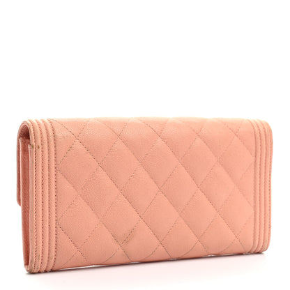 Chanel Caviar Quilted Large Boy Gusset Flap Wallet Rose Claire 3 of 17