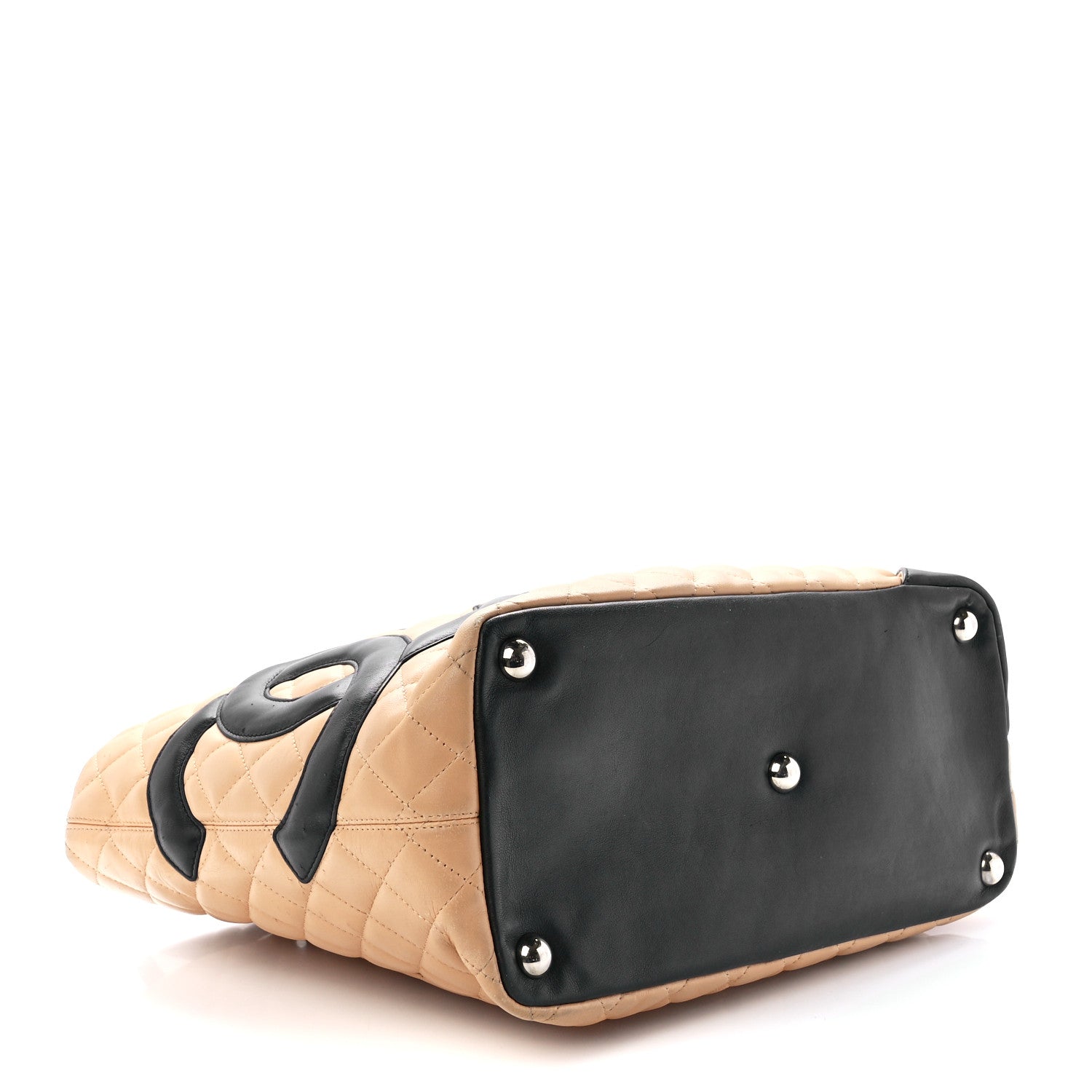 Chanel Calfskin Quilted Large Cambon Tote Beige Black 3 of 10
