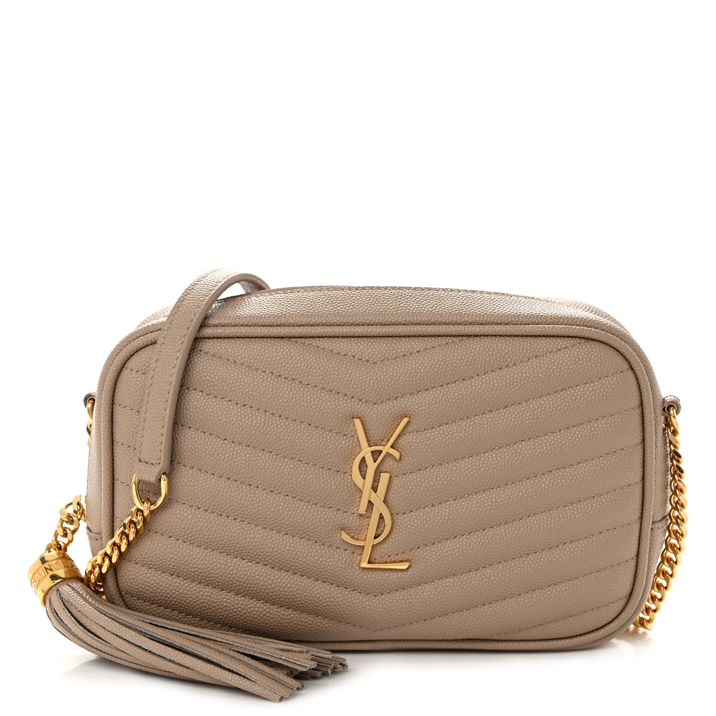 Grain De Poudre Matelasse Monogram Mini Lou Camera Bag Dark Beige