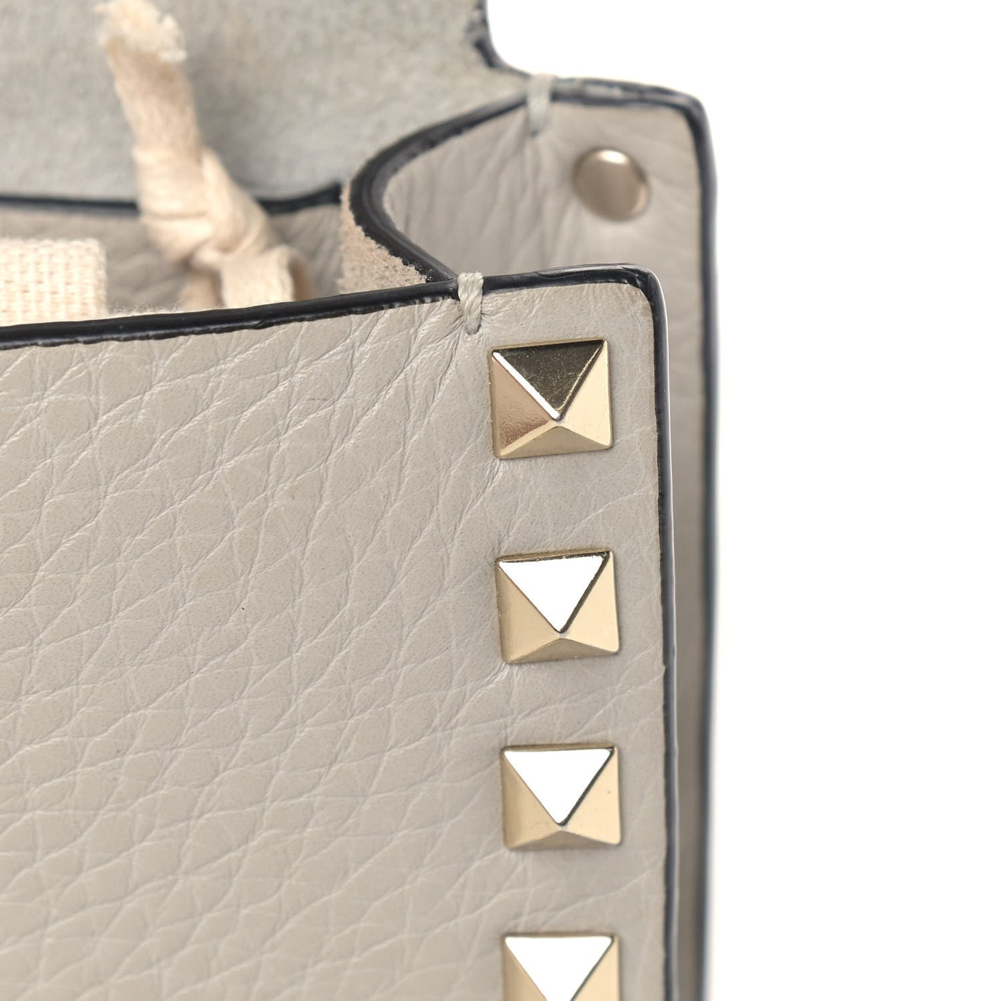 Pebbled Calfskin Small Rockstud Overlay Flap Shoulder Bag Opal Grey