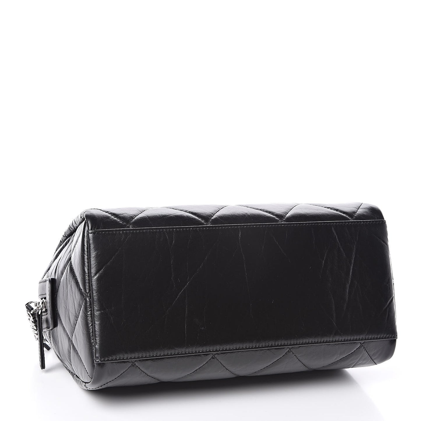 Calfskin Quilted Small CC Bowling Bag Black