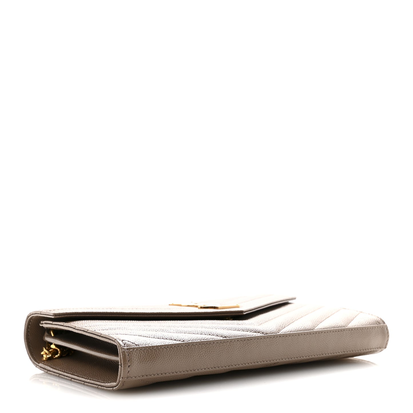 Grain De Poudre Matelasse Chevron Monogram Chain Wallet Dark Beige