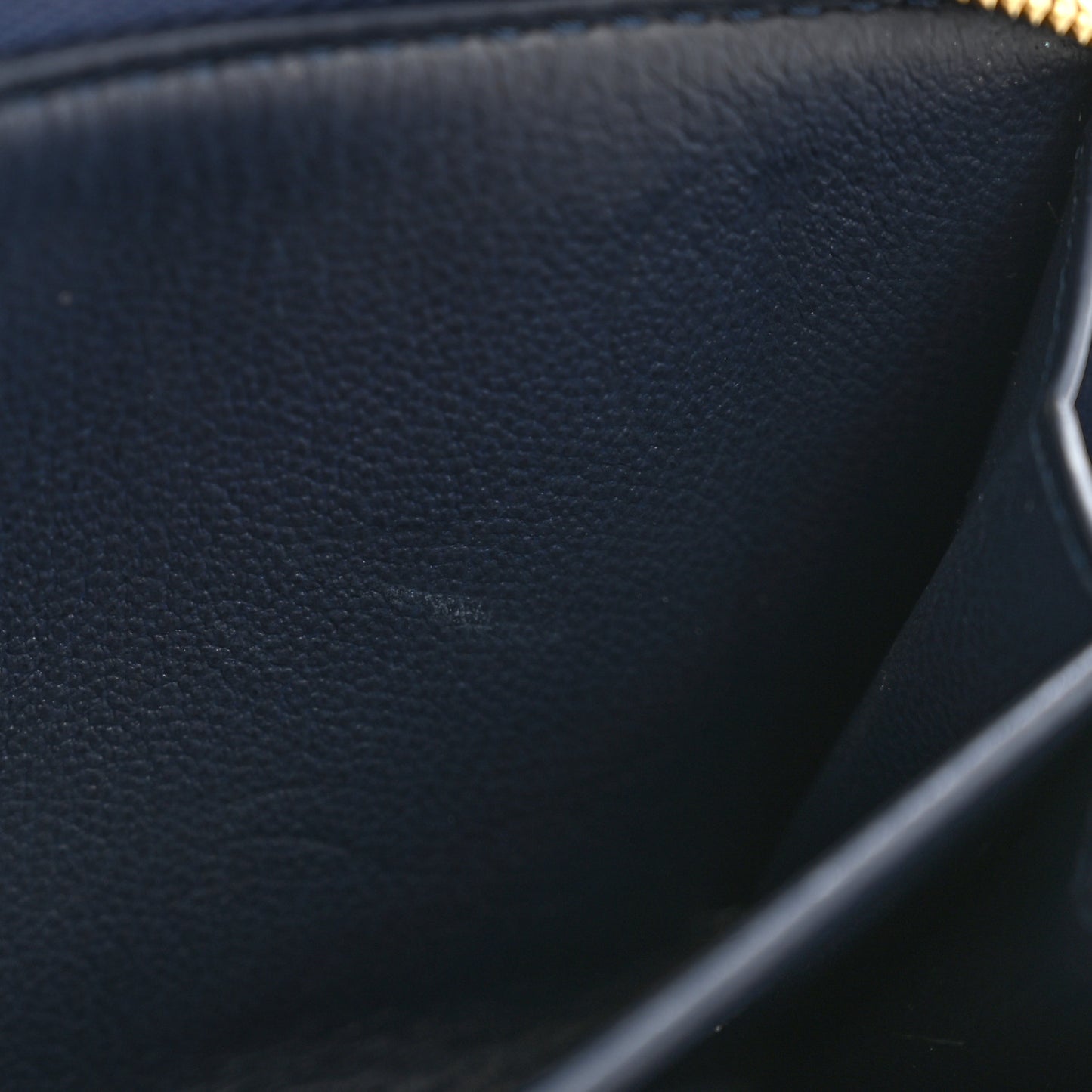 Denim Effect Lambskin Embossed Monogram Lou Coussin Wallet Navy