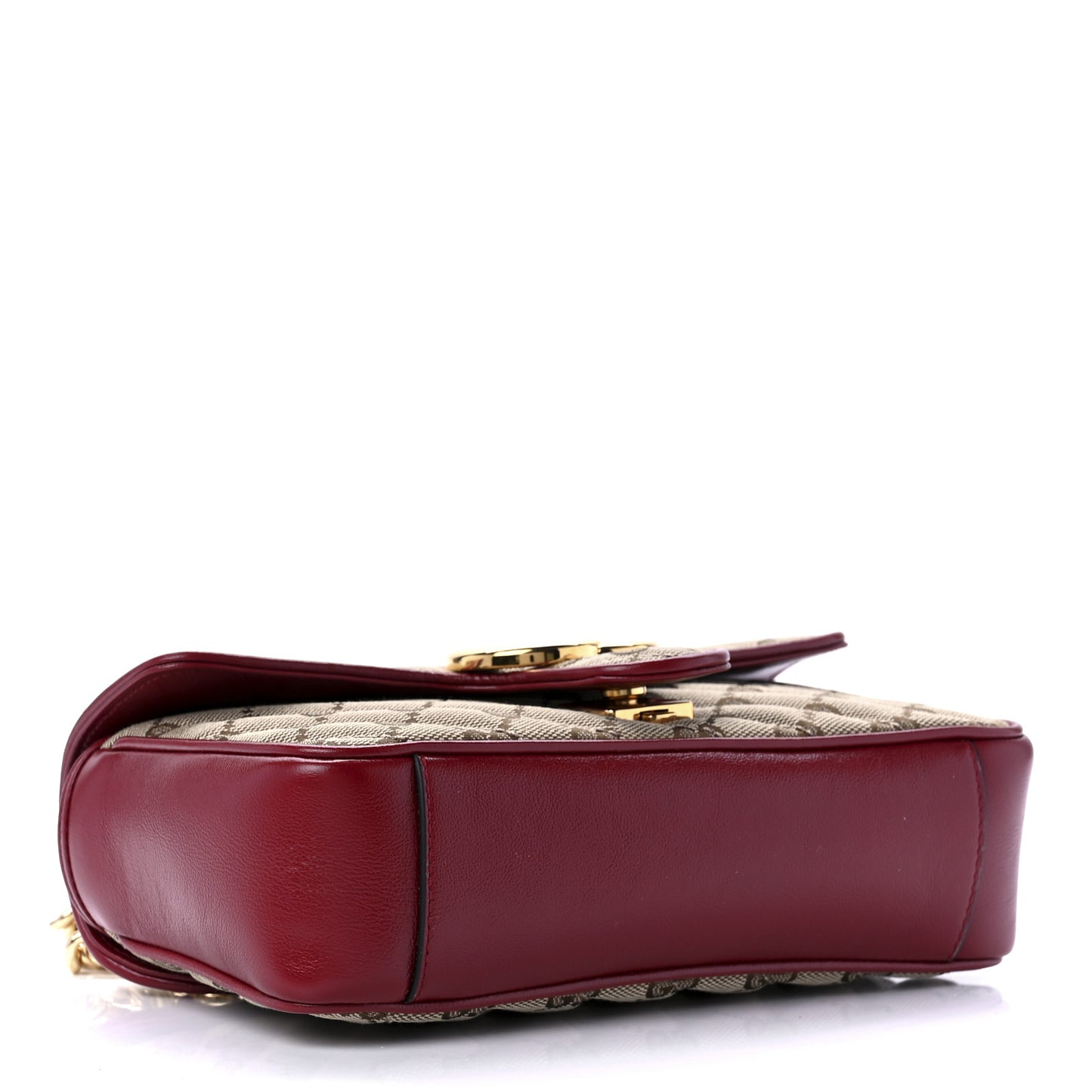 Monogram Azalea Calfskin Matelasse Diagonal Mini GG Marmont Shoulder Bag Beige Ebony New Cherry Red