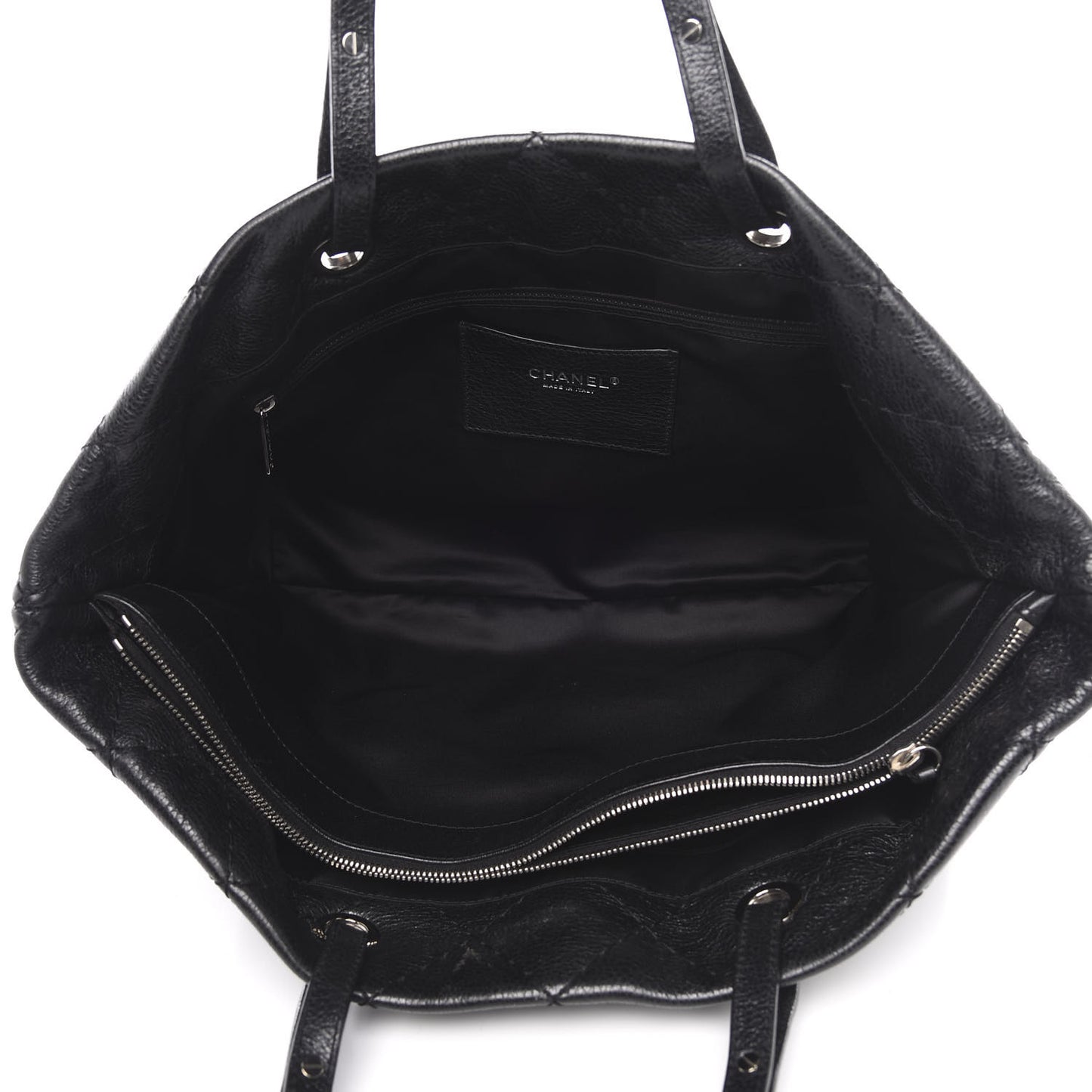 Glazed Calfskin Large On The Road Tote Black