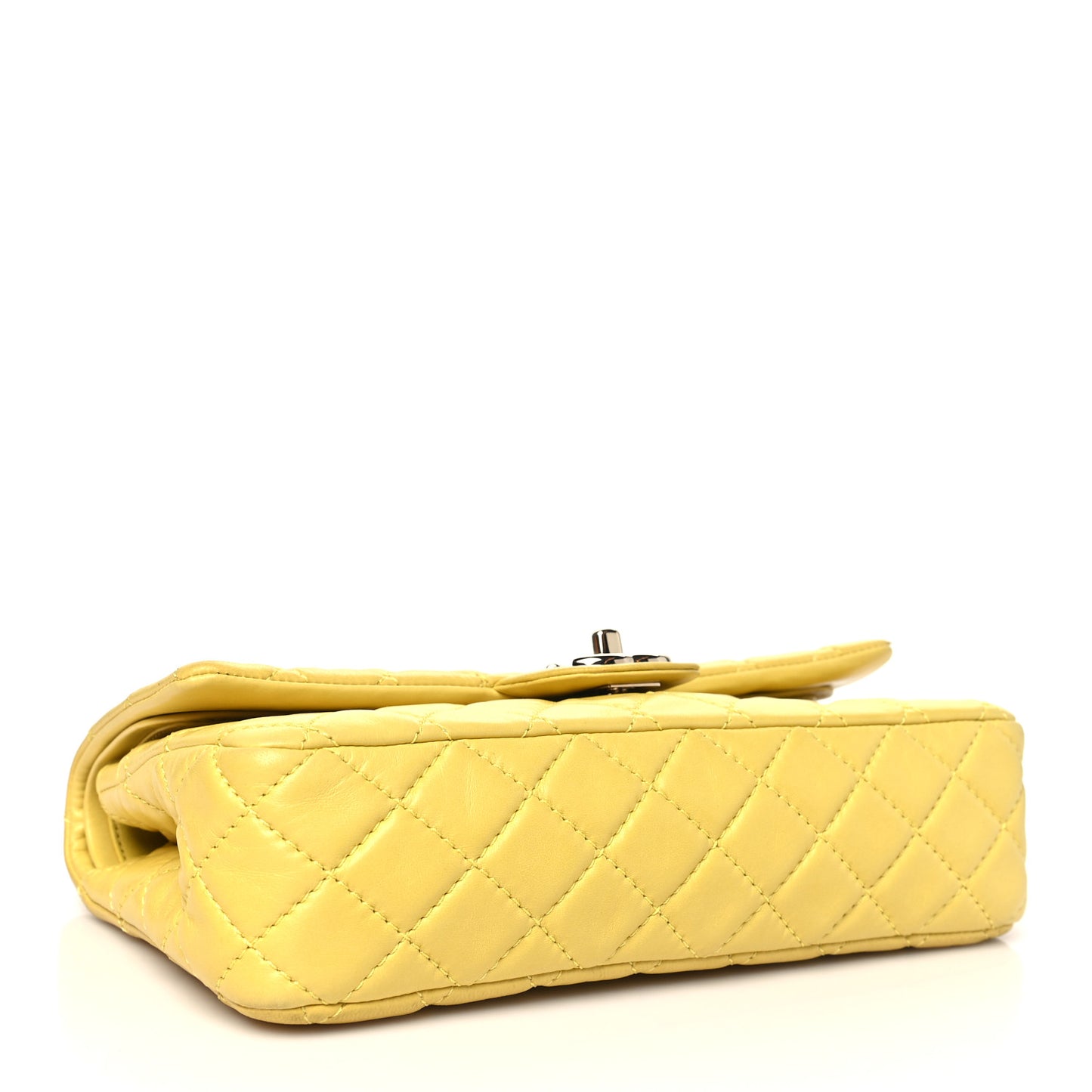 Lambskin Quilted Medium Double Flap Yellow
