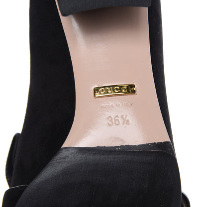 Gucci Kid Scamosciato GG Marmont Fringe 50mm Loafer Pumps 36.5 Black 6 of 11