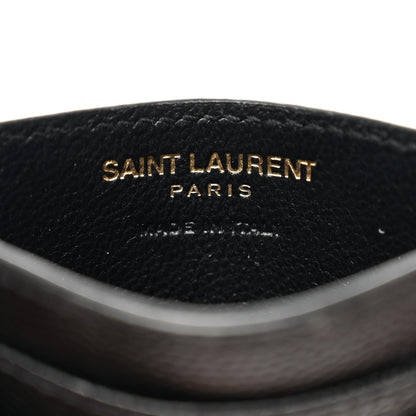 Saint Laurent Grain De Poudre Matelasse Chevron Monogram Credit Card Case Black 6 of 7