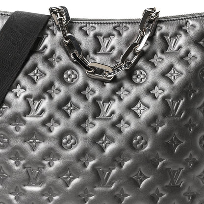 Louis Vuitton Calfskin Embossed Monogram Coussin Hobo MM Gunmetal Gray 8 of 10