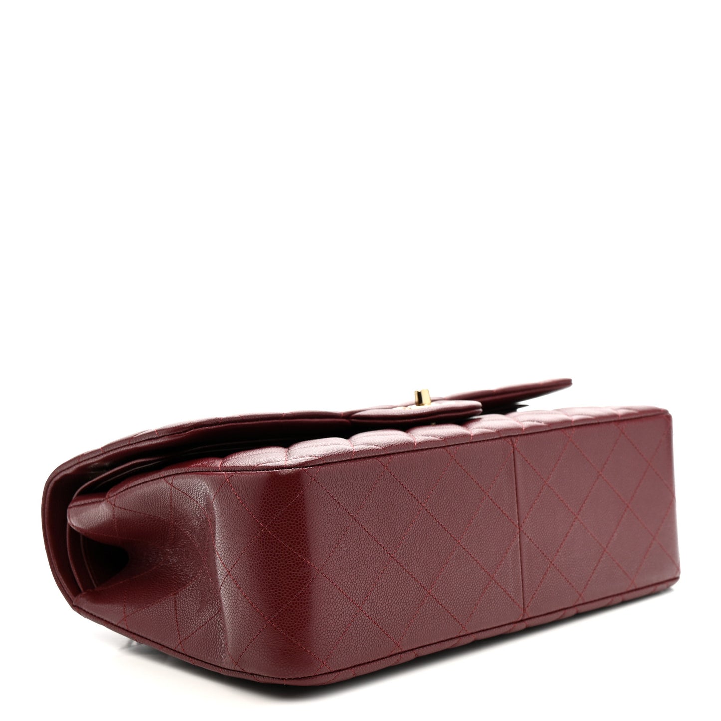 Caviar Quilted Jumbo Double Flap Burgundy