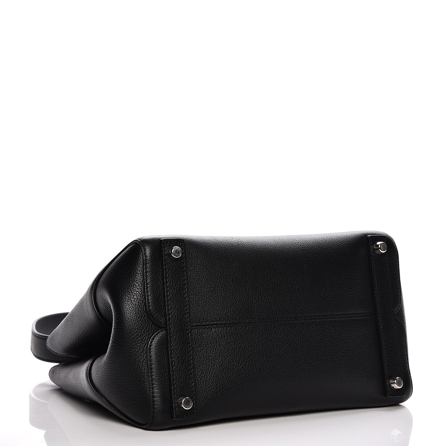 Supple Grained Calfskin Medium Open Bar Tote Black