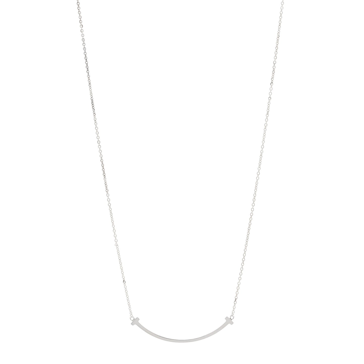 Sterling Silver Small T Smile Pendant Necklace