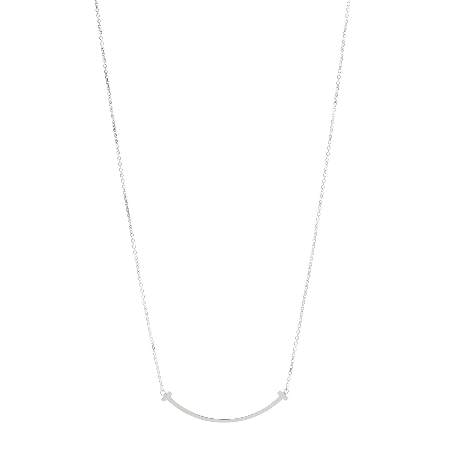 Tiffany Sterling Silver Small T Smile Pendant Necklace 1 of 5
