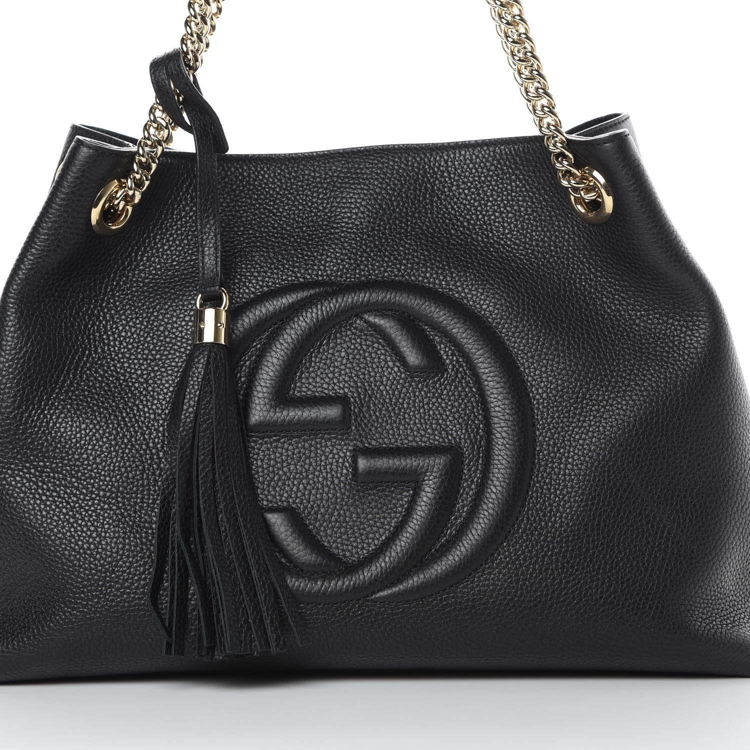 Gucci Pebbled Calfskin Medium Soho Chain Shoulder Bag Black 8 of 10