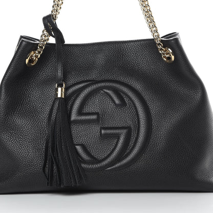 Gucci Pebbled Calfskin Medium Soho Chain Shoulder Bag Black 8 of 10