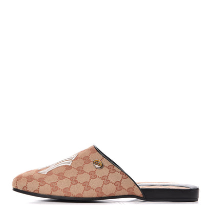 Gucci X MLB Monogram NY Yankees Embroidered Mens GG Slippers 10 Beige Ruggine 1 of 10