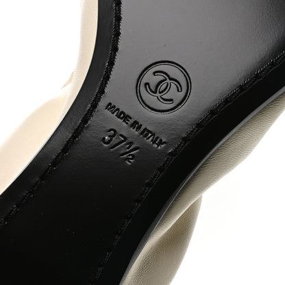 Chanel Lambskin CC Turnlock Ballerina Flats 37.5 Ivory Black 7 of 9