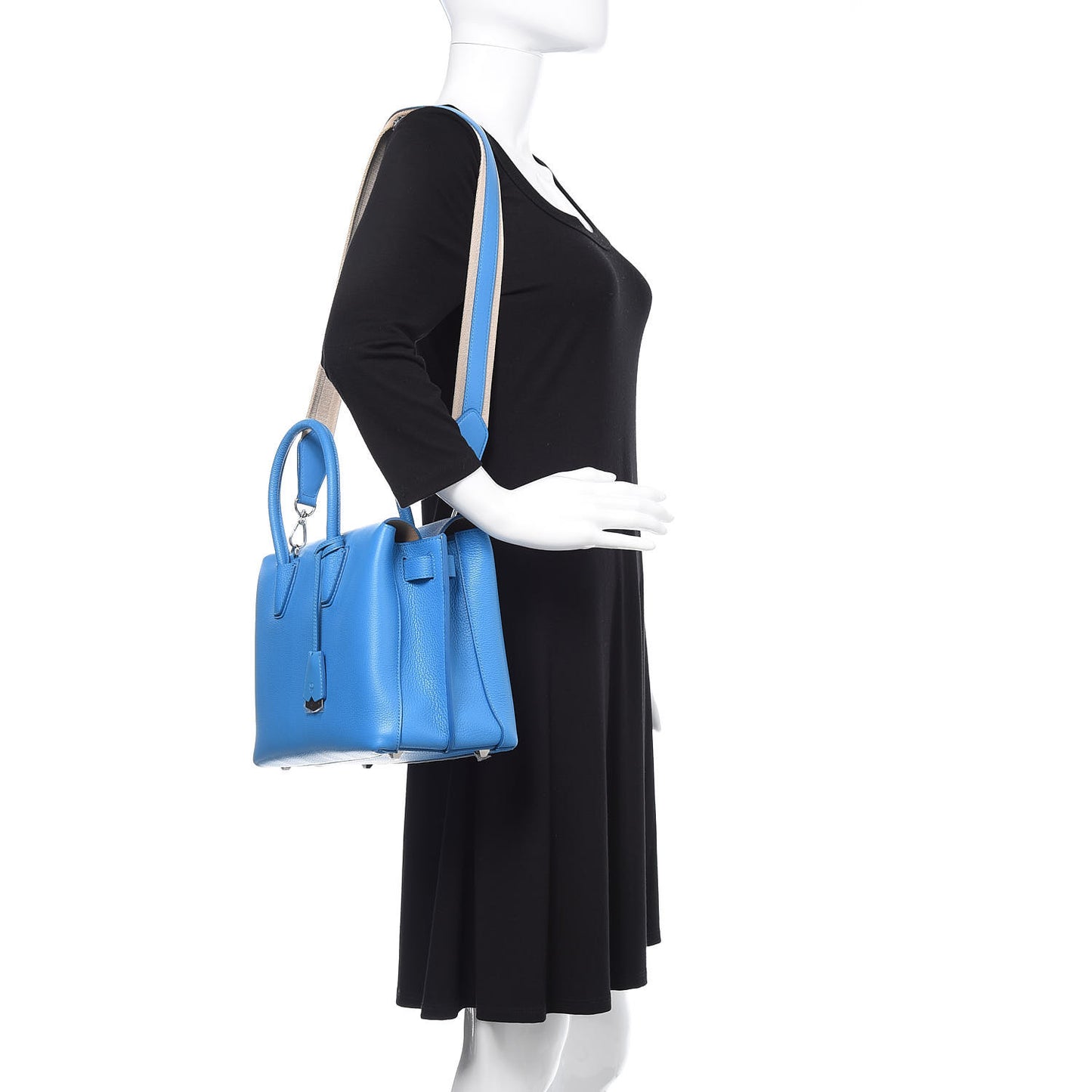Grained Calfskin Medium Milla Tote Tile Blue