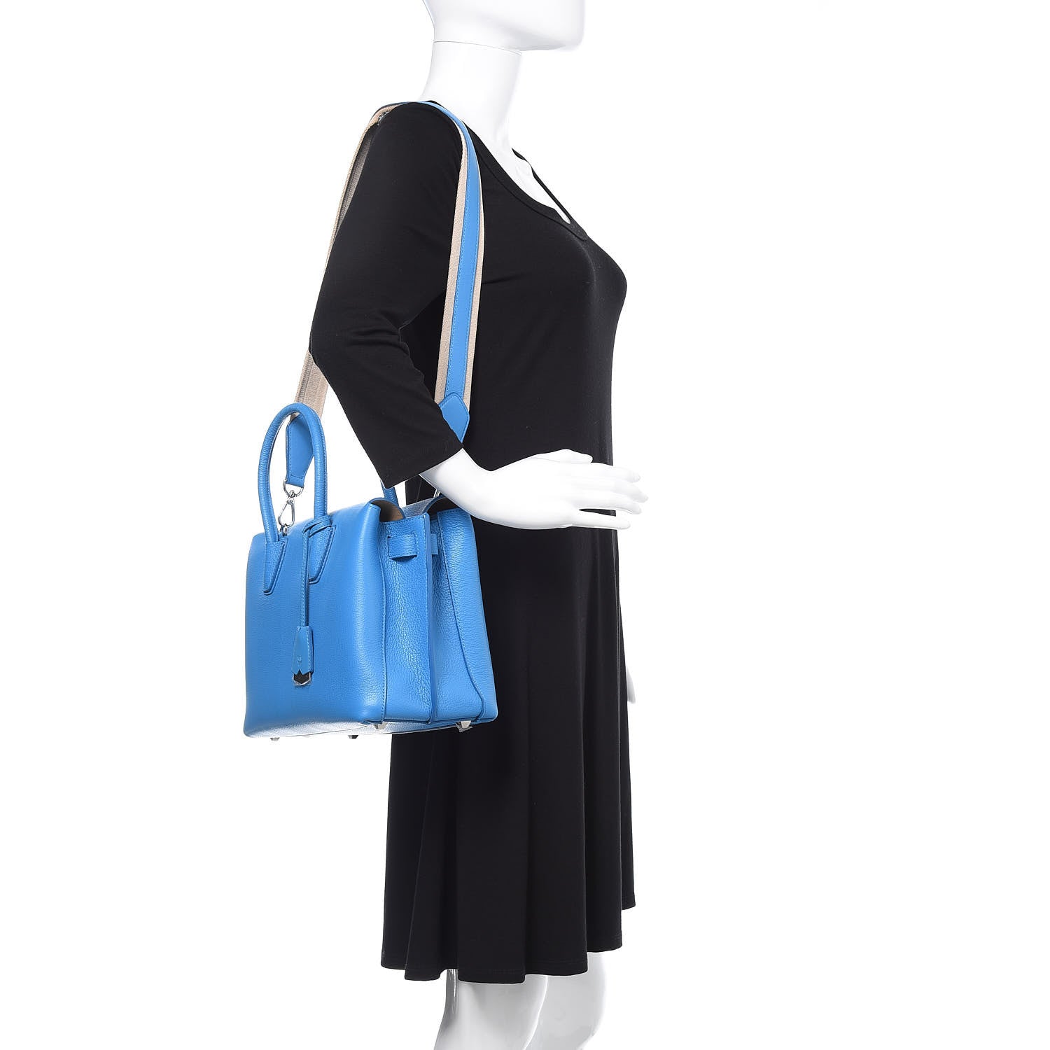 MCM Grained Calfskin Medium Milla Tote Tile Blue 2 of 11