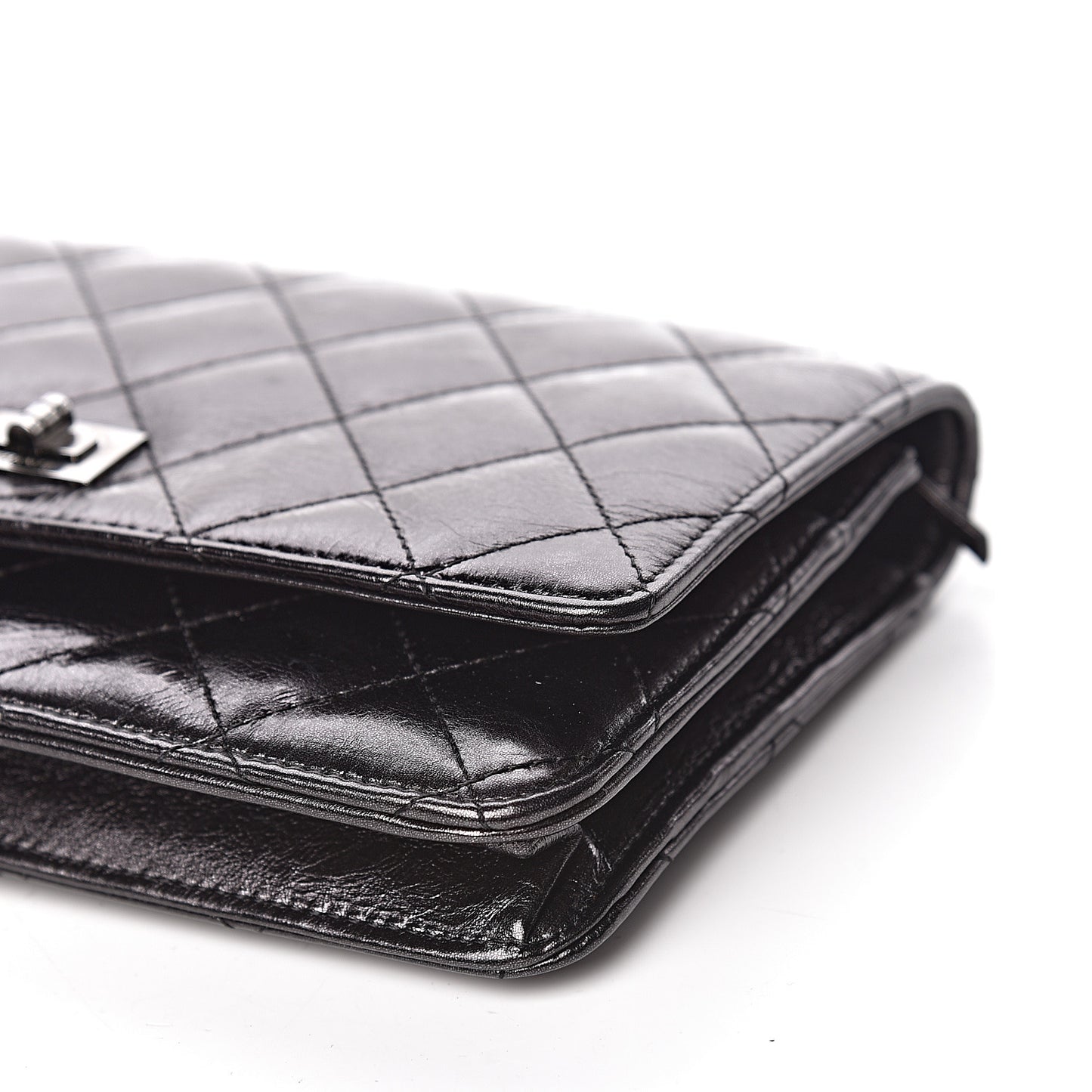 Metallic Calfskin Reissue Wallet On Chain WOC Black