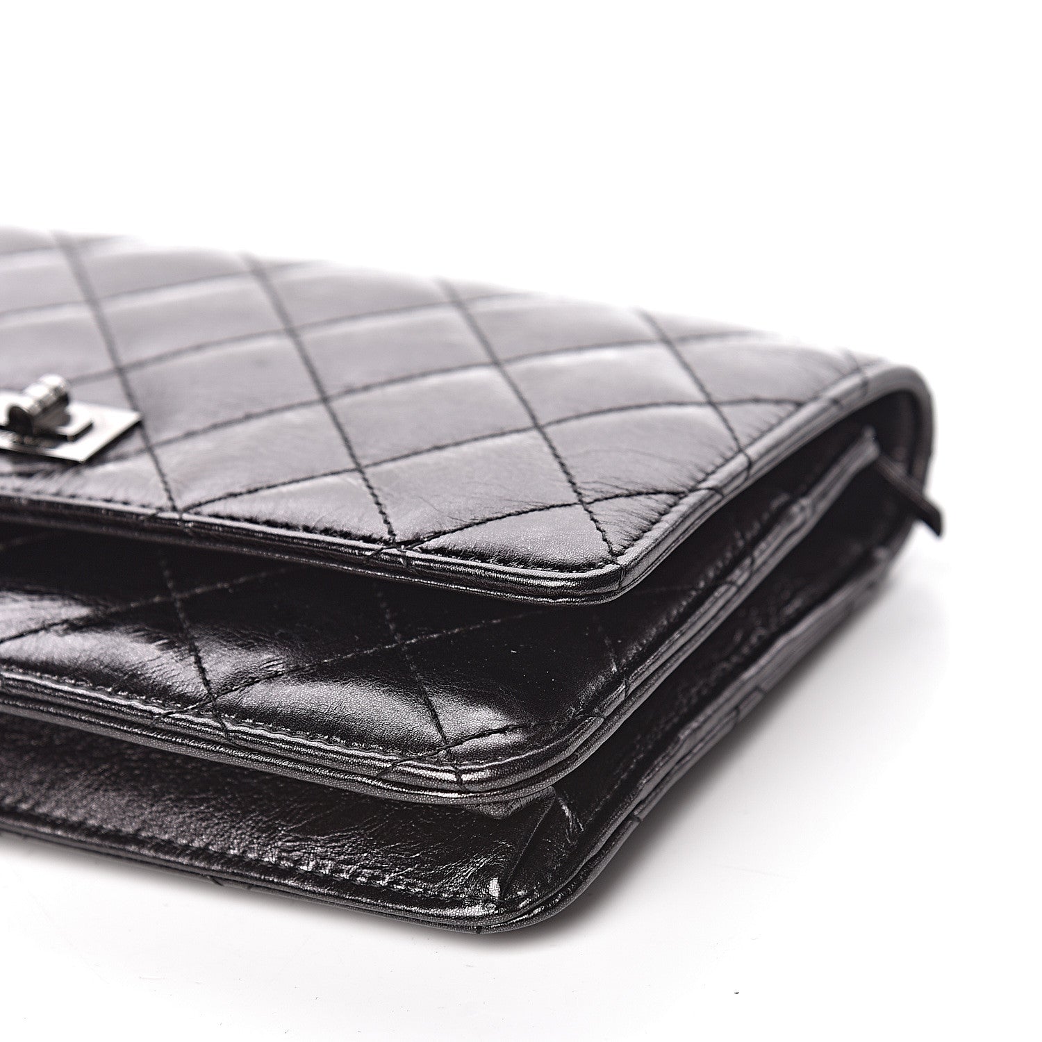Chanel Metallic Calfskin Reissue Wallet On Chain WOC Black 10 of 12