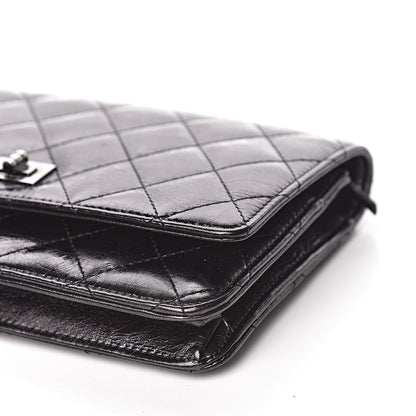 Chanel Metallic Calfskin Reissue Wallet On Chain WOC Black 10 of 12