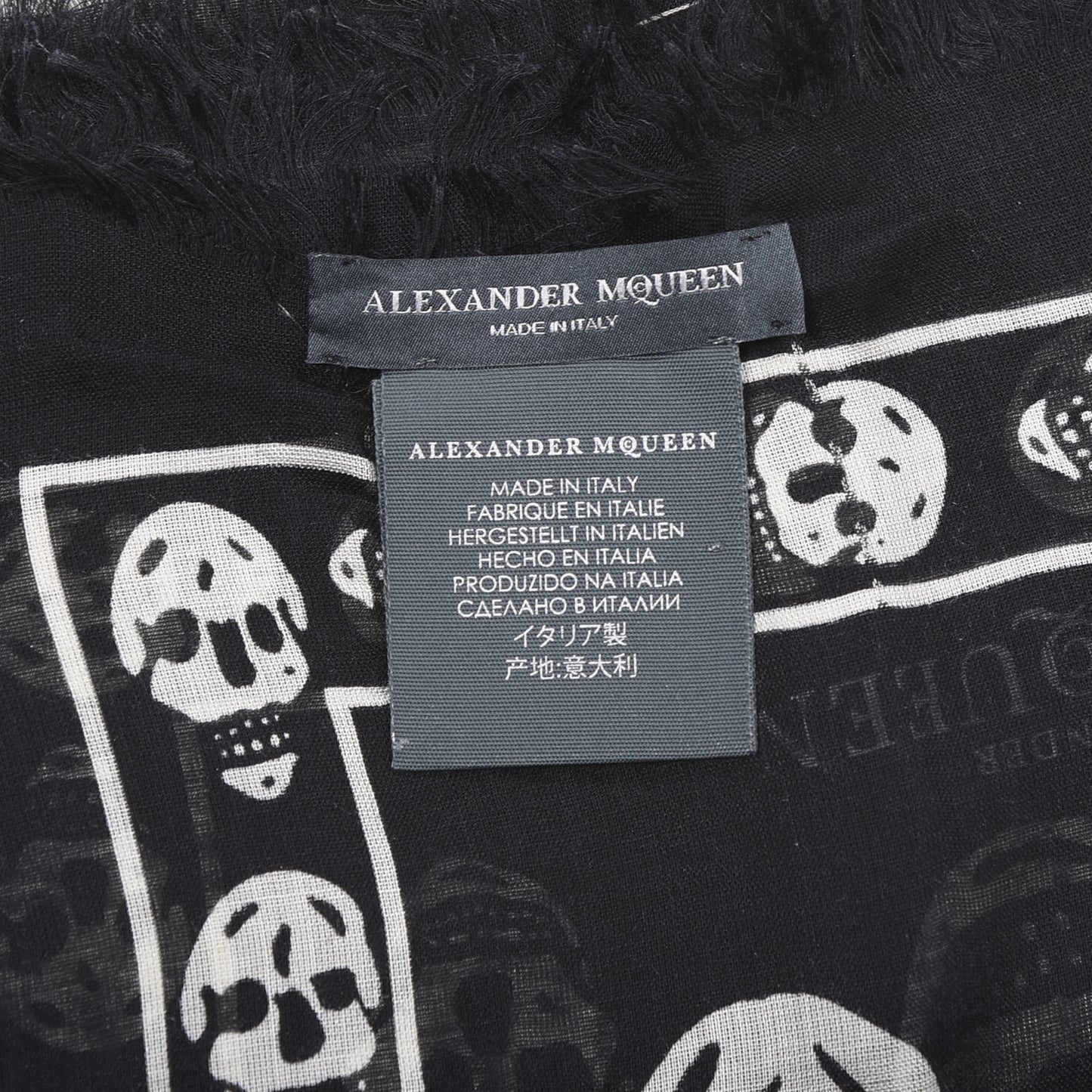Silk Chiffon Skull Scarf Black Ivory