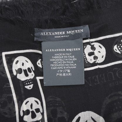 Alexander McQueen Silk Chiffon Skull Scarf Black Ivory 2 of 4