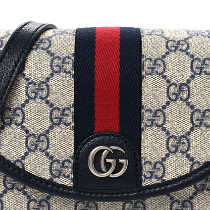 Gucci GG Supreme Monogram Textured Dollar Calfskin Mini Ophidia Flap Shoulder Bag Beige Blue 8 of 10