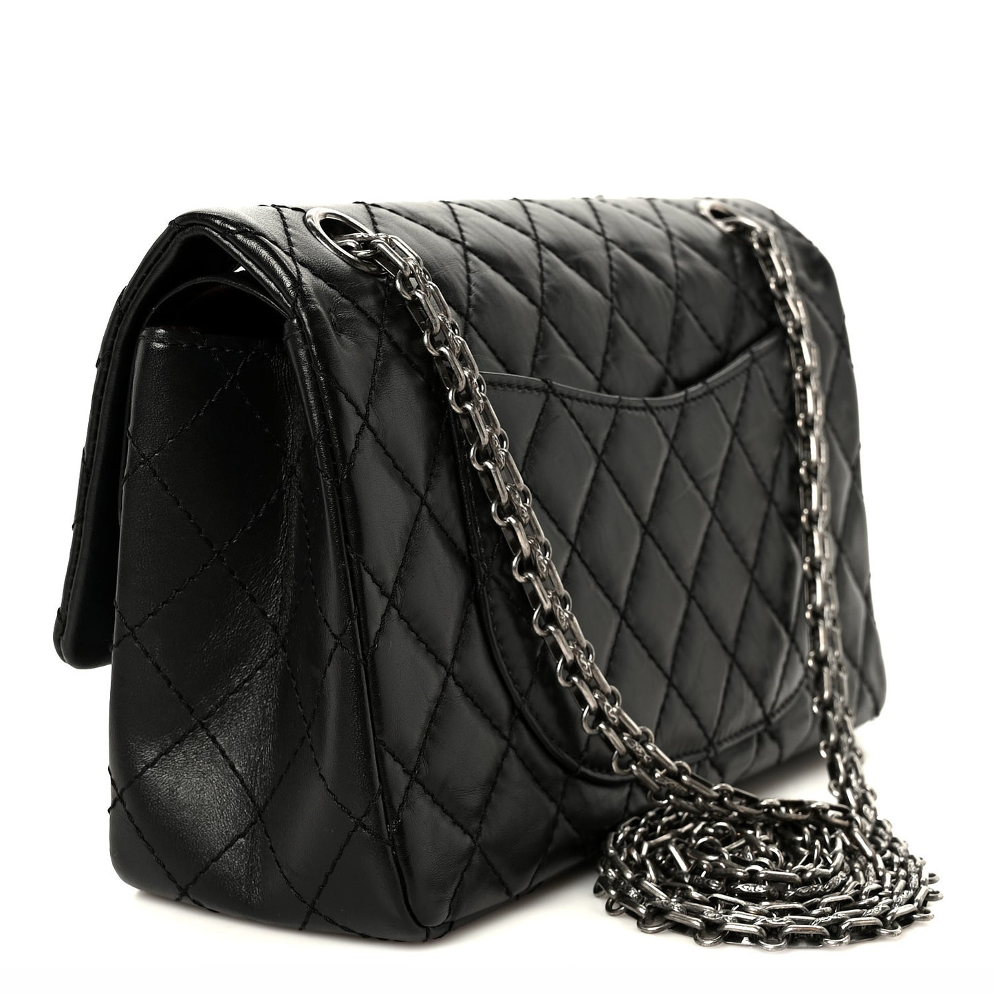 Aged Calfskin Quilted 2.55 Reissue 225 Flap Black