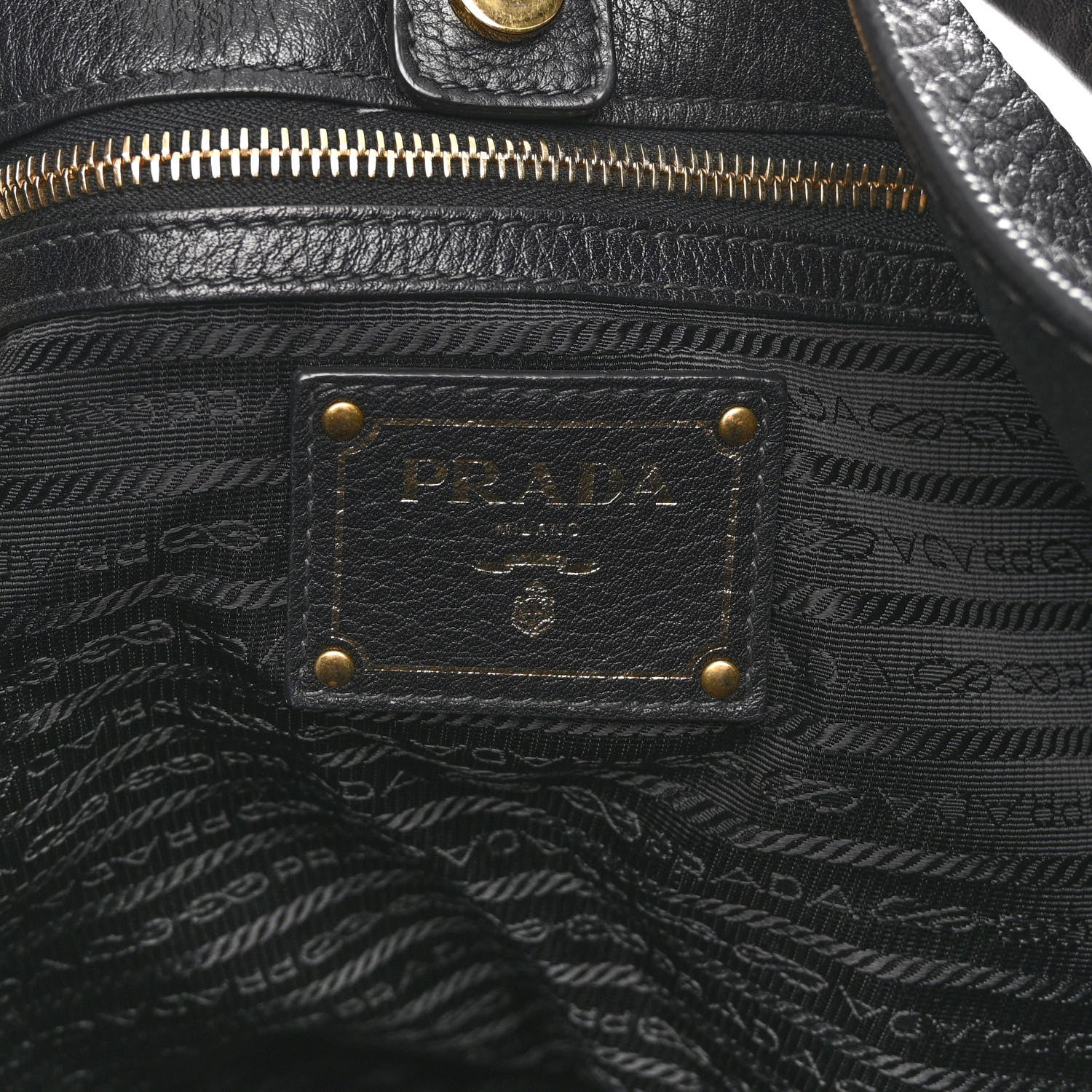 Prada Vitello Daino Logo Hobo Black 7 of 10