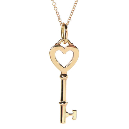Tiffany 18K Yellow Gold Mini Heart Key Pendant Necklace 4 of 8
