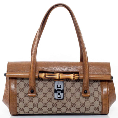 Gucci Monogram Bamboo Bullet Satchel 1 of 9