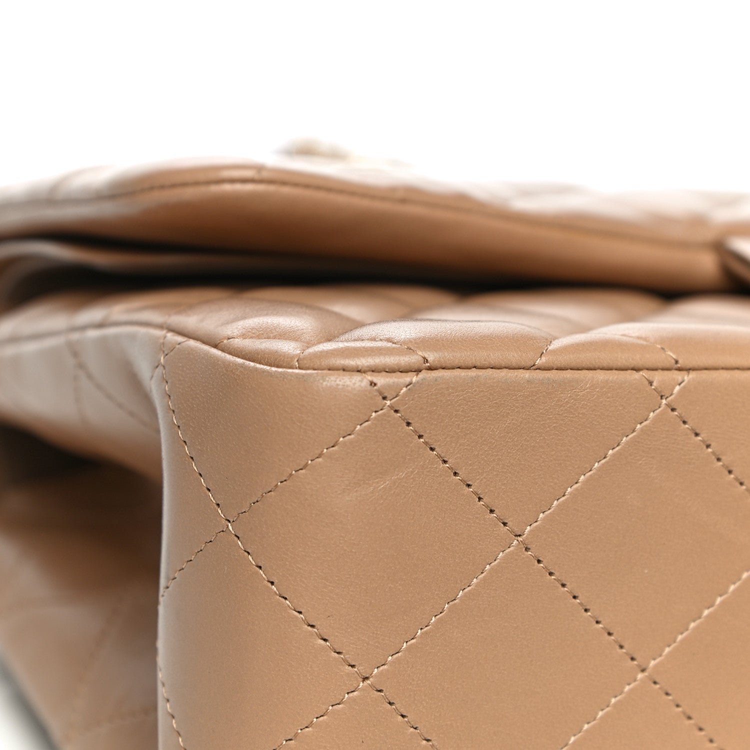 Chanel Lambskin Quilted Jumbo Double Flap Dark Beige 23 of 31
