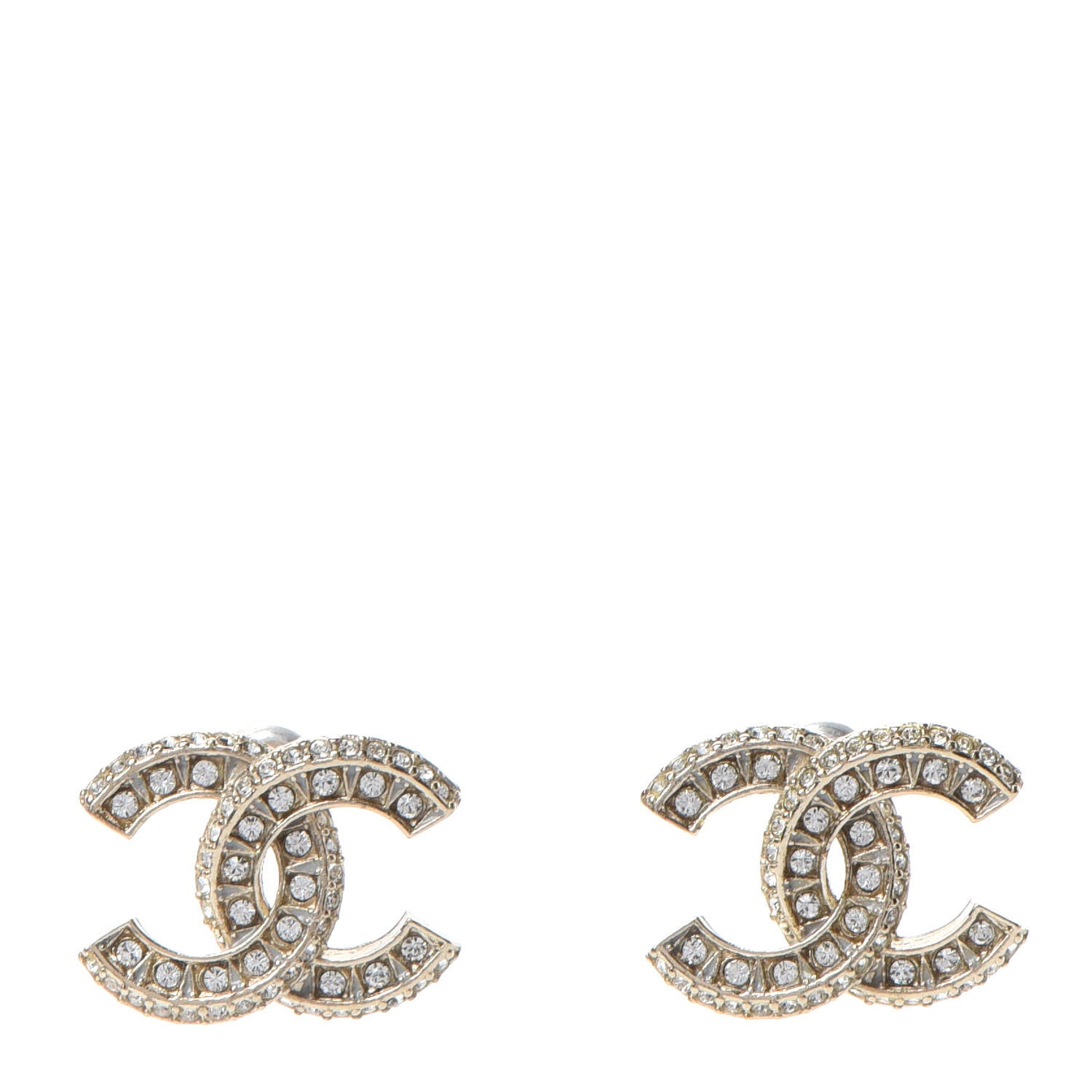 Chanel Crystal CC Earrings Gold 1 of 4