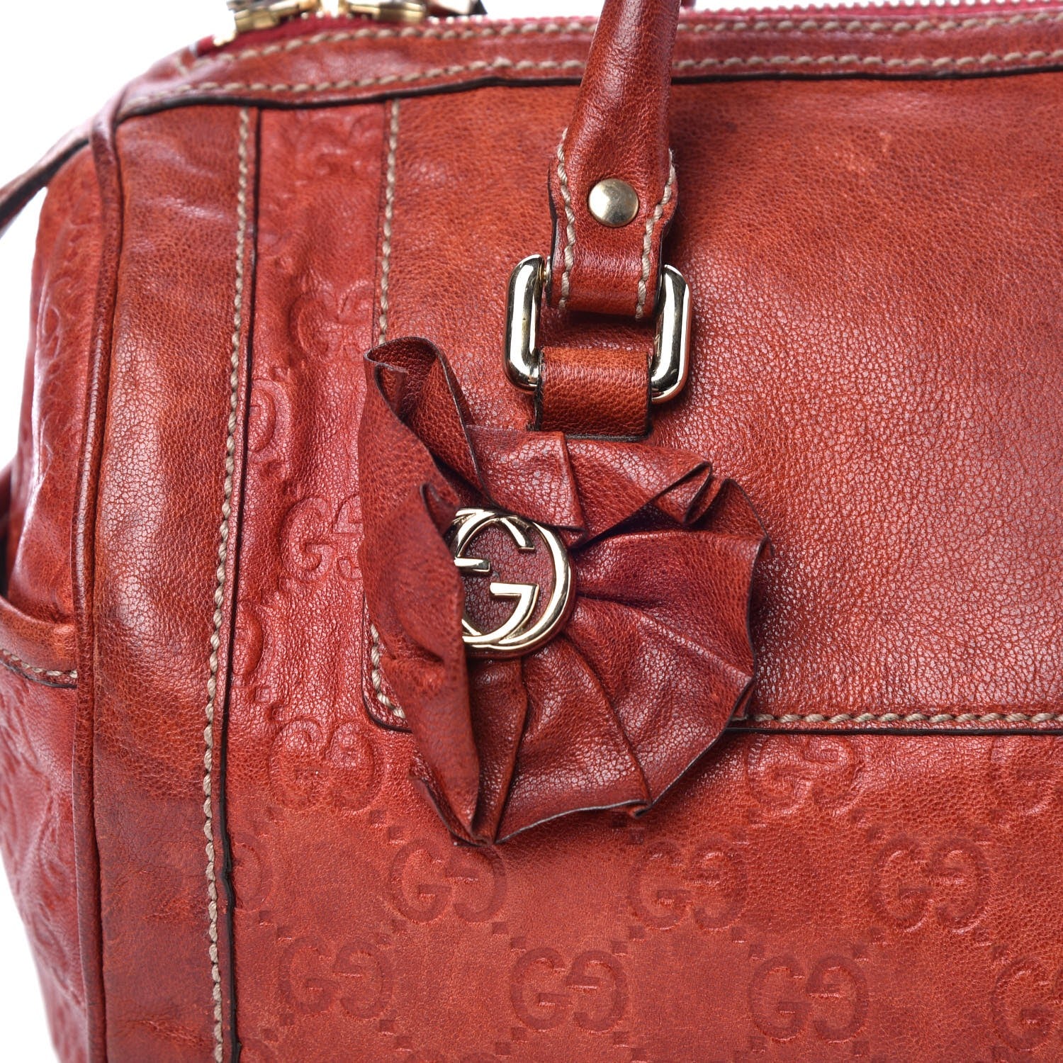 Gucci Guccissima Trophy Satchel Red 11 of 11