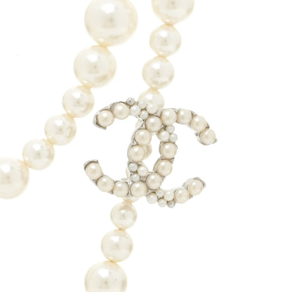 Chanel Pearl Cluster CC Long Necklace Silver 4 of 7