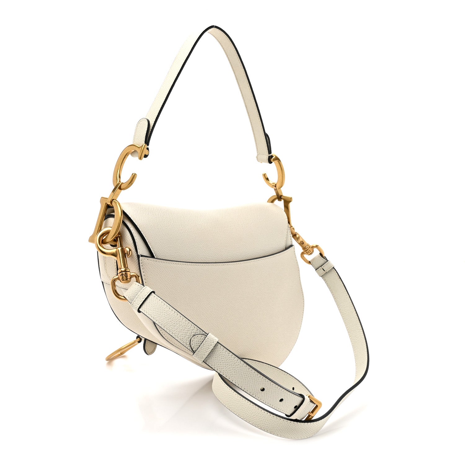 Christian Dior Grained Calfskin Saddle Bag With Strap Latte 3 of 10