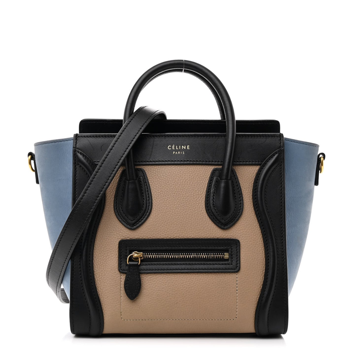 Elephant Calfskin Nano Tri-Color Luggage Beige