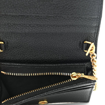 Gucci Grainy Calfskin Zumi Chain Card Case Wallet Black 5 of 9